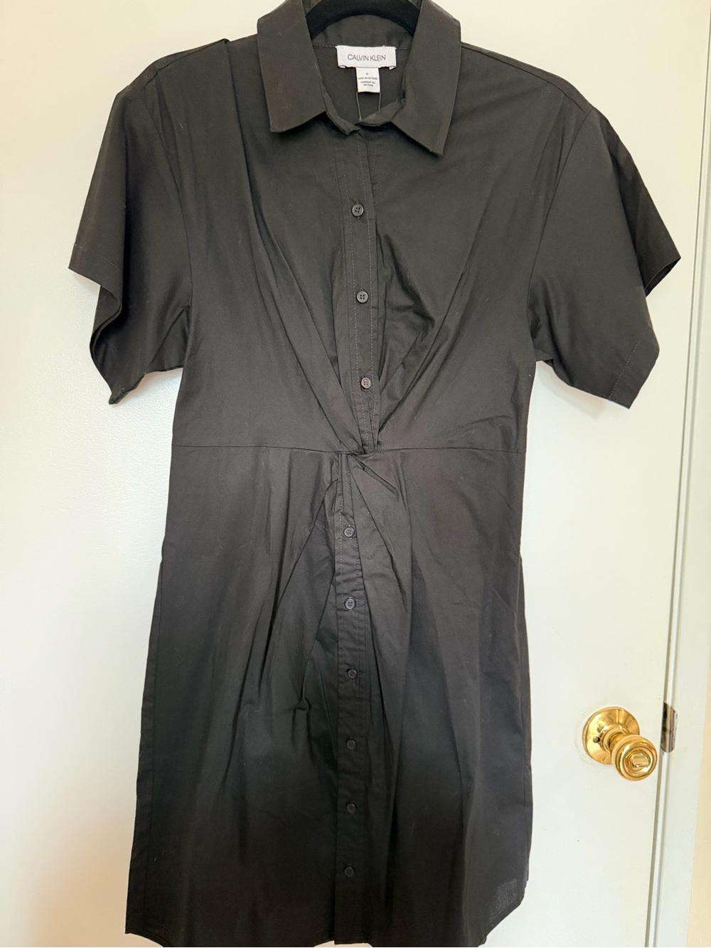Calvin Klein Black Short-Sleeve Button Front Mini Dress